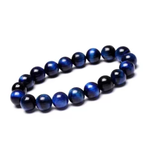 Bracelet oeil de tigre tintée bleu foncé