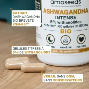 Ashwagandha ksm-gélules66 tm bio, 5% withanol ides - 60 – Image 3